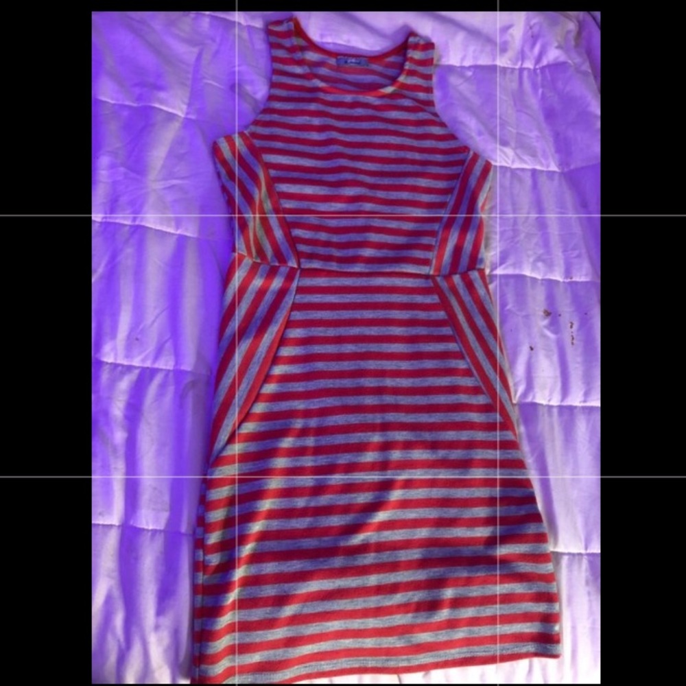pink and grey striped dress